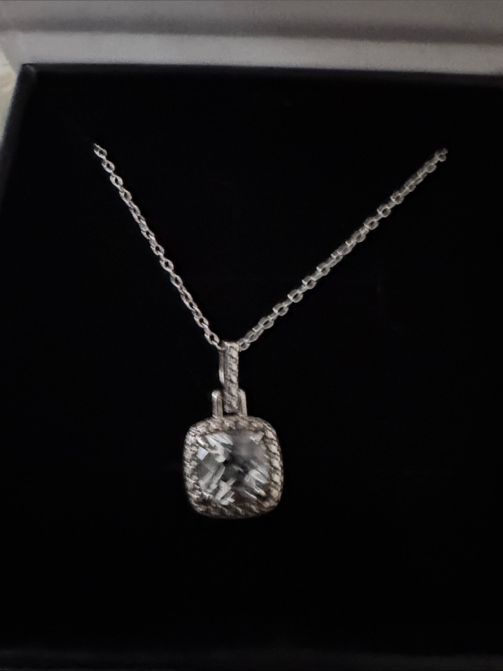 Sterling Silver Clear Halo Pendant Necklace - Women Jewelry
